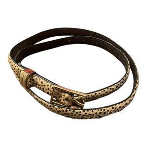 Banana Republic Cheetah Print Skinny Belt Genuine Leather Size 10